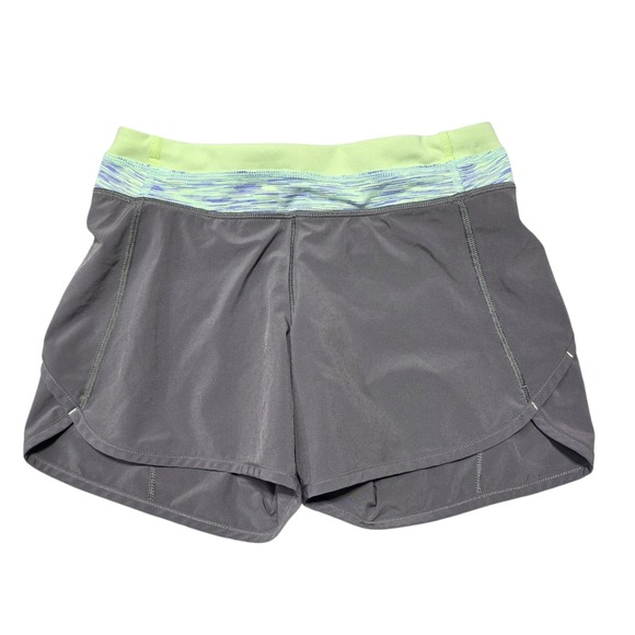 Ivivva by Lululemon Girls Athletic Running Shorts Gray Neon Green Purple Size 12 - Picture 1 of 6